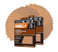 Fandeli | Multi-Purpose Sanding Paper | Assorted Grits (80,120,220) | 50 Sheets of 23 x 28 cm | Perfect for Sanding Metal and Sanding Wood | Hand Sanding | Orbital Sanders | Polish Sandpaper
