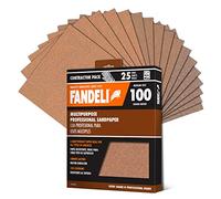 Fandeli | Multi-Purpose Sandpaper | 100 Grit | 25 Sheets of 23 x 28 cm | Ideal for Sanding Metal, Untreated Wood and Painted Surfaces