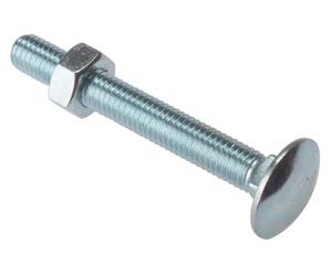 Fandf 10CB650 Carriage Bolts With Hex Nuts - Zinc Plated M6 X 50Mm (Bag Of 10)