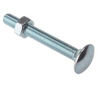 Fandf 10CB675 Carriage Bolts With Hex Nuts - Zinc Plated M6 X 75Mm (Bag Of 10)