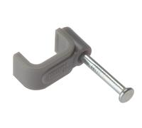 ForgeFix Cable Clips - Flat | 2.50mm | Grey Plastic Clip, Zinc Plated Nail | Box 100