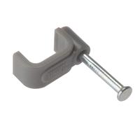 ForgeFix Cable Clips - Flat | 1.00mm | Grey Plastic Clip, Zinc Plated Nail | Box 100