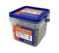 Fandf Multi-Purpose Single Thread Screws - Countersunk 6.0 x 100mm Pozi PZ MPS6100YT (Tub 200)