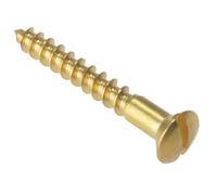Fandf Woodscrews - Solid Brass - Raised Head 8 x 1 1/2in Slotted RAH1128BR (Box 200)