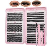 FANDIQ Cluster Lashes Kit with Lash Glue&Remover 40D+50D+60D+80D+100D+120D Fluffy Volume 560pcs Individual Eyelashes Kit 8-16mm DIY Eyelash Extension Kit D Curl Strip Eye Lashes Clusters(C04KIT)