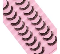 FANDIQ False Eyelashes Russian Strip Lashes D Curl Natural 3D Lashes Fluffy Strip 10 Pairs Eye Lashes Multipack (#01)
