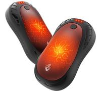 FANDLISS Hand Warmers Rechargeable 2-Pack, 6000mAh USB Rechargeable Hand Warmer, 3 Heating Modes Reusable Hand Warmer, Suitable Gift For Men,Women,Outdoor Work,Camping,Golf (Black)