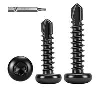 FandWay 100 Pcs Torx Self Tapping Screws for Metal,M4.2x32mm Round Head Self Drilling Screws,Torx Pan Head Tek Screw 410 Stainless Steel Black Coating Sheet Metal Screw With T20 Bits For Alu Steel.