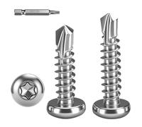 FandWay 100 Pcs Torx Self Tapping Screws Metal,M4.2x25mm Torx Self Drilling Screws,Pan Head Sheet Metal Tek Screw 410 Stainless Steel Black Coating With 1 T20 Bits For Metalwork Roofing Windows.