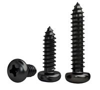 FandWay 100Pcs Self Tapping Screws Black,M3x10mm Small Wood Screws 304 Stainless Steel,Pan Head Self Drilling Screw,Round Head Sheet Metal Screw Phillips Drive for DIY WoodWork Repairs.