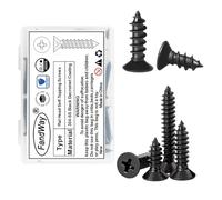 FandWay 100Pcs Self Tapping Screws Black,M3x20mm Small Wood Screws 304 Stainless Steel,Flat Head Self Drilling Screw,Countersunk Head Sheet Metal Screw Phillips Drive for DIY WoodWork Repairs.
