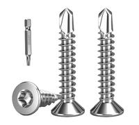 FandWay 100Pcs Torx Self Tapping Screws for Steel,M4.2x32mm Countersunk Self Drilling Screws for Metal,Flat Head Tek Screw 410 Stainless Steel Sheet Metal Screw Torx Drive for Alu Wood Plastic.
