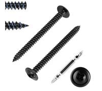 FandWay 100Pcs Wafer Head Self Tapping Screws Black,M4.2x32mm Wood Screws 410 Stainless Steel,Modified Truss Head Self Drilling Screw,Sheet Metal Screw Phillips Drive for Aluminum WoodWork Plastics.
