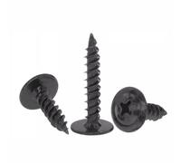 FandWay 100Pcs Wafer Head Self Tapping Screws,M4.2x25mm Wood Screws Black,Modified Truss Head Self Drilling Screw,Carbon Steel Sheet Metal Screw for Aluminum WoodWork Plastics.