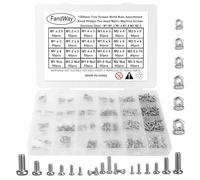 FandWay 1200Pcs Very Small Screws Set,Tiny Micro Repair Screws Nuts Kit,304 Stainless Steel Mini Phillips Pan Head Machine Screw Nuts M1 M1.2 M1.4 M1.6 M2 M2.5 for Watch Toy PC SSD Electronic Repair