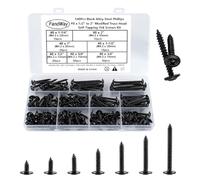 FandWay 140Pcs Wafer Head Self Tapping Screws,M4.2x13~50mm Wood Screws Black,Modified Truss Head Self Drilling Screw,Carbon Steel Sheet Metal Screw for Aluminum WoodWork Plastics.