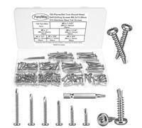 FandWay 185 Pcs Torx Self Tapping Screws Metal,M4.2x13~38mm Torx Self Drilling Screws,Pan Head Sheet Metal Tek Screw 410 Stainless Steel With 1 T20 Bits For Aluminum Metalwork Roofing Windows.