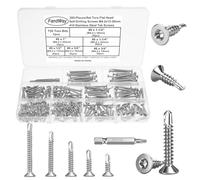 FandWay 205 Pcs Torx Self Tapping Screws Metal,M4.2x13~38mm Torx Countersunk Self Drilling Screws,Flat Head Sheet Metal Tek Screw 410 Stainless Steel With 1 T20 Bits For Aluminum Metalwork Roofing.