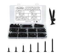 FandWay 215Pcs Drywall Screws Set,M4.2 Wood Screws Black,Flat Head Self Tapping Screw,Countersunk Head Self Drilling Sheet Metal Screw Phillips Drive for Soft Steel/Aluminum/Wood/Plastics.