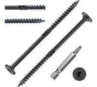FandWay 25Pcs 6.3x150mm Decking Screws,Torx Wood Screws,Flat Head Timber Screws,Heavy Duty Construction Structural Screw,Rust Resistant epoxy Coated, Black, T30 Star Bit.