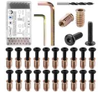 FandWay 30 Sets M6x25mm Furniture Screw Nut,M6x20mm Threaded Inserts for Wood,Connector Bolts and Nuts Set,Flat Head Allen Screw-in Nuts,Hex Socket Drive with Wrenches and Drill Bit.