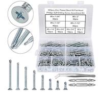 FandWay 360Pcs Self Tapping Screws for Metal,M4.2 Self Drilling Screws for Steel,Countersunk Head Tek Screw, Flat Head Sheet Metal Screw Galvanized for MetalWork Aluminum Wood Plastics.