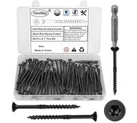 FandWay 4.5x75mm Deck Screws 60Pcs,Torx Drive Wood Screws, Flat/Countersunk Head Screw,Rust Resistant epoxy Coated, Black, T25 Star Bit.