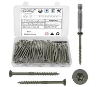 FandWay 4.8x100mm Deck Screws 40Pcs,Torx Drive Wood Screws, Flat/Countersunk Head Screw,Rust Resistant epoxy Coated, Green, T25 Star Bit.