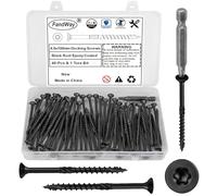 FandWay 4.8x100mm Deck Screws 40Pcs,Torx Drive Wood Screws, Flat/Countersunk Head Screw,Rust Resistant epoxy Coated, Black, T25 Star Bit.