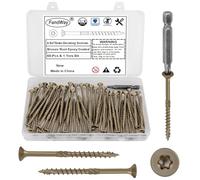 FandWay 4.8x75mm Deck Screws 60Pcs,Torx Drive Wood Screws, Flat/Countersunk Head Screw,Rust Resistant epoxy Coated, Bronze, T25 Star Bit.