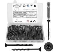 FandWay 4.8x75mm Deck Screws 60Pcs,Torx Drive Wood Screws, Flat/Countersunk Head Screw,Rust Resistant epoxy Coated, Black, T25 Star Bit.
