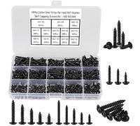 FandWay 420Pcs Self Tapping Screws Black,M2 M3 M4 Small Wood Screws Kit,Pan Head With Washer Self Drilling Screw,Wafer Head Sheet Metal Screw Phillips Drive for DIY Woodwork Repairs.