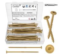 FandWay 50 Pcs Timber Screws,6.3x150mm Heavy Duty Structural Wood Screws,Torx Wafer Head Fixing Deck Screw,Rust Epoxy Coated With T30 Star Bits for Outdoor Log Landscape Frame Construction (Yellow).