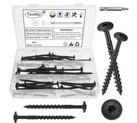 FandWay 50 Pcs Timber Screws,6.3x75mm Heavy Duty Structural Wood Screws,Torx Wafer Head Fixing Deck Screw,Rust Epoxy Coated With T30 Star Bits for Outdoor Log Landscape Frame Construction (Black).