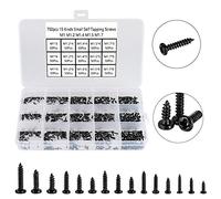 FandWay 750Pcs Very Small Self Tapping Screws Set,Tiny Micro Repair Screws Kit, Black Mini Pan Head Screw M1 M1.2 M1.4 M1.5 M1.7 for Watch Spectacles Toy Laptop PC SSD Electronic Repair.