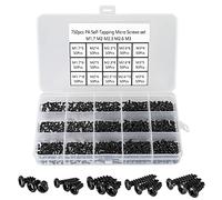 FandWay 750Pcs Very Small Self Tapping Screws Set,Tiny Micro Repair Screws Kit,Black Mini Pan Head Screw M1.7 M2 M2.3 M2.6 M3 for Plastic Wood Watch Spectacles Toy Laptop PC SSD Electronic Repair.