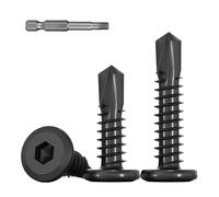 FandWay 80Pcs Self Tapping Screws for Steel,M5.5x32mm Self Drilling Screws for Metal,Flat Hex Socket Head Tek Screw,Sheet Metal Allen Key Screw 410 Stainless Steel Black Coating for Alu Wood Plastic