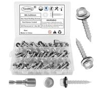 FandWay 80Pcs Sheet to Timber Roofing Screws,M6.3x50mm Self Tapping/Drilling Screws,Hex Head Sheet Metal Tek Screw,Rust Epoxy Coated Wood Siding Screw Hex Drive with EPDM Washer for Roofing Building.