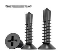 FandWay M4.2 x 25 mm self-drilling screws, black, pack of 100 self-tapping screws, countersunk head, drilling screws, stainless steel flat head, self-tapping screws, metal screws with 1 bit for steel.