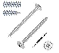 FandWay M4.2 x 50 mm self-tapping screws, pack of 80 wood screws, flat head screws with disc, stainless steel 410 self-tapping screws, self-drilling screws with 1 bit for aluminium wood plastics.