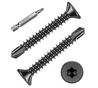 FandWay M4.2x38mm Torx Self Tapping Screws Metal,100 Pcs Torx Countersunk Self Drilling Screws,Flat Head Sheet Metal Tek Screw 410 Stainless Steel Black Coating With 1 T20 Bits For Aluminum Metalwork