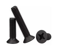 FandWay M5 Bolts,Countersunk Machine Screws DIN 965,Flat Head Phillips Screws,M5x8/12/16/20/30mm Black Bolts Set Carbon Steel Fully Threaded With 1 Cross Drive Key (20-Pieces/each).