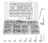 FandWay M5 Torx Bolts and Nuts Set,Flanged Button Head Machine Screws,304 Stainless Steel Torx Screws Washer Head,320Pcs Nut Bolt and Flat & Lock Washers Assortment Kit,Fully Threaded With T25 Wrench.