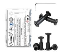 FandWay M8x40mm Connector Bolts 15 Set Furniture Connecting Screws,304 Stainless Steel Black Finish Binding Screws,Cabinet Furniture Bolts Sleeve Nuts With Allen Key For Bed Table Chair Worktop