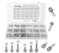 FandWay Set of 600 M2 M2.5 M3 M4 M5 Screws Set, Pan Head Screws Threaded Screws, Stainless Steel 304 Machine Screws, Nuts and Washers Assortment Kit