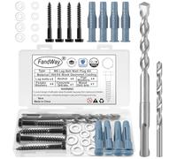 FandWay Universal VESA Screws Set and Dowels, M8 x 70 mm Hex Screws Black TV Mounting Screws 304 Stainless Steel with Washer 2 Bits for Any Monitor Wall Mounts Cabinets etc.