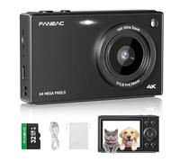 FANEAC S1 4K Digital Camera for Photography - 64MP Vlogging Camera IPS Screen, 16X Zoom, Autofocus, Macro, Fill Light, Filters, Point and Shoot for Beginners, Teens, Adults (Black)