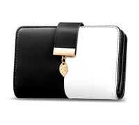 Faneam Ladies Purse RFID Blocking Leather Wallet Women's Small Purse Ladies Bifold Purse Credit Card Wallet with Wrist Strap, 1 Zip Coin Pocket, 14 Card Slots, Exquisite Box (Black)