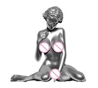 fanelod Female Statue Decor, Abstract Art Sculpture Woman Girl Lady Statue, Silver Kneeling Nude Woman Resin Ornament, Craft Sculpture Female Body Statue, Decorative Home Art Decor For Dormitory, Apartment, LJ1ZW8V52R2DQD3AS4