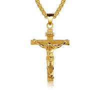 fanelod Jesus Pendant, Zinc Alloy crross Pendant Necklace, Jesus crross Necklace, Zinc Alloy Crucifix crross Pendant, Delicate Craftsmanship Aesthetic Jesus Chain For Men